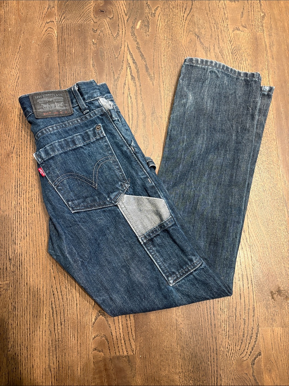 Levi's 511 Boys 14 R Carpenter Utility Denim Jeans Reworked Patch Style